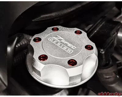 ZSPEC Design Billet Oil Filler Silver Cap w/ Blue Titanium Accents Nissan | Infiniti | Datsun - 00843612115584