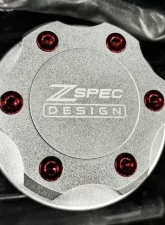 ZSPEC Design Billet Oil Filler Silver Cap w/ Red Titanium Accents Nissan | Infiniti | Datsun                                     - 00843612115591 - Image 4