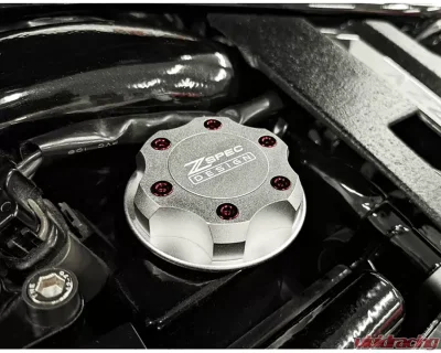 ZSPEC Design Billet Oil Filler Silver Cap w/ Blue Titanium Accents Nissan | Infiniti | Datsun - 00843612115584