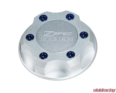 ZSPEC Design Billet Oil Filler Silver Cap w/ Blue Titanium Accents Nissan | Infiniti | Datsun - 00843612115584