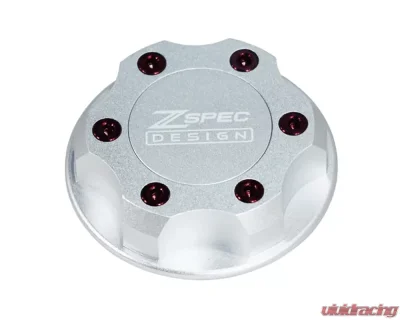 ZSPEC Design Billet Oil Filler Silver Cap w/ Red Titanium Accents Nissan | Infiniti | Datsun - 00843612115591