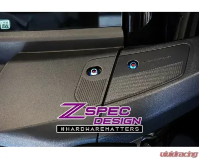 ZSPEC Design Black Titanium & Billet Interior Dress-Up Bolts Fastener Kit w/ Blue Washers Ford Bronco 2.7L 2021+ - 00843612120359