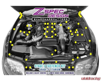 ZSPEC Design Blue Titanium Stage 3 Dress-Up Bolts Fastener Kit Toyota Supra MK4 1993-2002 - 00843612121769