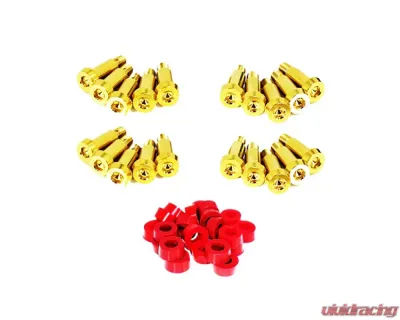 ZSPEC Design Gold Titanium Shoudler-Bolt Timing Covers Fastener Kit w/ Red Bushings Nissan 300ZX Z31 1984-1989 - 00843612124951