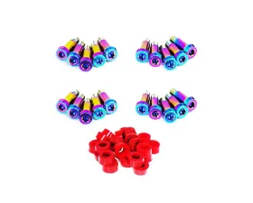 ZSPEC Design Burned Titanium Shoudler-Bolt Timing Covers Fastener Kit w/ Red Bushings Nissan 300ZX Z31 1984-1989