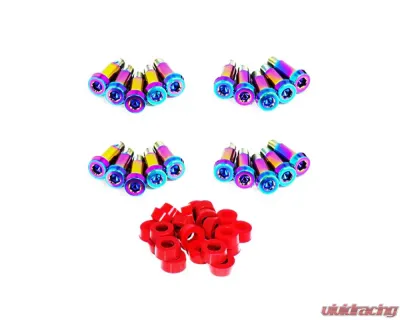 ZSPEC Design Burned Titanium Shoudler-Bolt Timing Covers Fastener Kit w/ Red Bushings Nissan 300ZX Z31 1984-1989 - 00843612125002