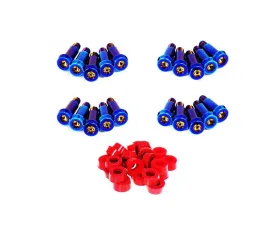 ZSPEC Design Blue Titanium Shoudler-Bolt Timing Covers Fastener Kit w/ Red Bushings Nissan 300ZX Z31 1984-1989