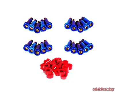 ZSPEC Design Blue Titanium Shoudler-Bolt Timing Covers Fastener Kit w/ Red Bushings Nissan 300ZX Z31 1984-1989 - 00843612125057