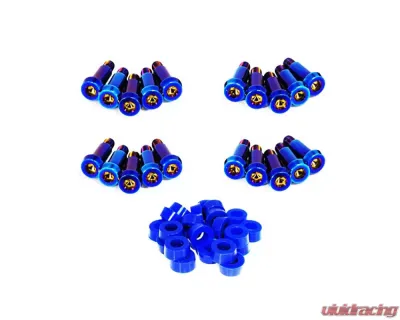 ZSPEC Design Blue Titanium Shoudler-Bolt Timing Covers Fastener Kit w/ Blue Bushings Nissan 300ZX Z31 1984-1989 - 00843612125071