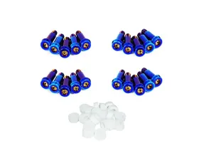 ZSPEC Design Blue Titanium Shoudler-Bolt Timing Covers Fastener Kit w/ White Bushings Nissan 300ZX Z31 1984-1989
