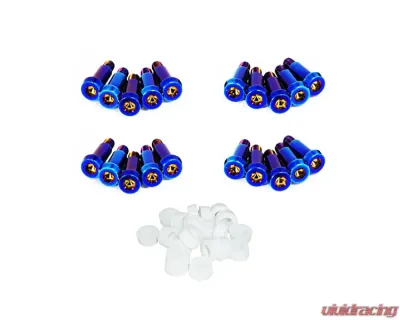 ZSPEC Design Blue Titanium Shoudler-Bolt Timing Covers Fastener Kit w/ White Bushings Nissan 300ZX Z31 1984-1989 - 00843612125088