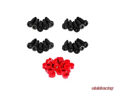 ZSPEC Design Black Titanium Shoudler-Bolt Timing Covers Fastener Kit w/ Red Bushings Nissan 300ZX Z31 1984-1989 - 00843612125101