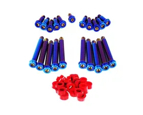 ZSPEC Design Blue Titanium Timing Covers Fasteners w/ Red Bushing Nissan 300ZX Z32 1990-1996