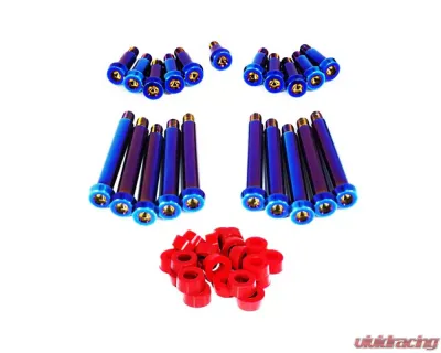 ZSPEC Design Blue Titanium Timing Covers Fasteners w/ Red Bushing Nissan 300ZX Z32 1990-1996 - 00843612125156