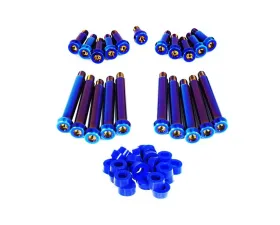 ZSPEC Design Blue Titanium Timing Covers Fasteners w/ Blue Bushing Nissan 300ZX Z32 1990-1996