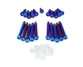 ZSPEC Design Blue Titanium Timing Covers Fasteners w/ White Bushing Nissan 300ZX Z32 1990-1996