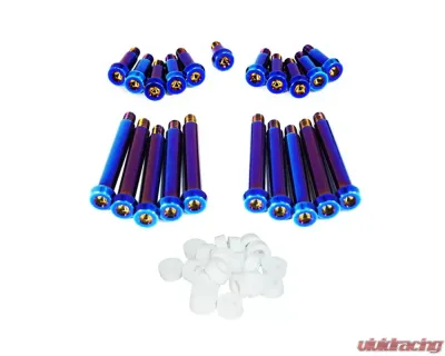 ZSPEC Design Blue Titanium Timing Covers Fasteners w/ White Bushing Nissan 300ZX Z32 1990-1996 - 00843612125187