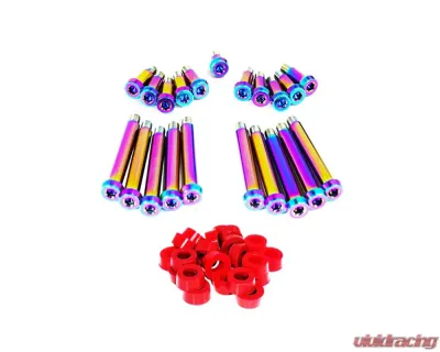 ZSPEC Design Burned Titanium Timing Covers Fasteners w/ Red Bushing Nissan 300ZX Z32 1990-1996 - 00843612128133