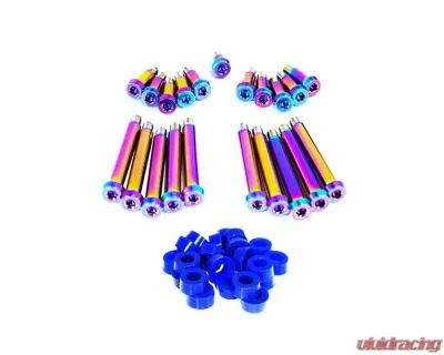 ZSPEC Design Burned Titanium Timing Covers Fasteners w/ Blue Bushing Nissan 300ZX Z32 1990-1996 - 00843612128157