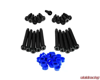 ZSPEC Design Black Titanium Timing Covers Fasteners w/ Blue Bushing Nissan 300ZX Z32 1990-1996 - 00843612128300