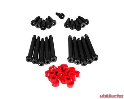 ZSPEC Design Black Titanium Timing Covers Fasteners w/ Red Bushing Nissan 300ZX Z32 1990-1996 - 00843612128324
