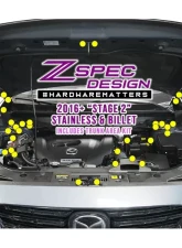 ZSPEC Design Gloss Yellow Stainless & Billet Stage 2 Dress-Up Bolts Fastener Kit Mazda CX-9 2016-2023                                     - 00843612129116 - Image 2