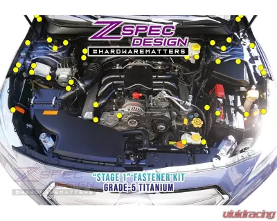ZSPEC Design Burned Titanium Stage 1 Dress-Up Bolts Fastener Kit Subaru Legacy 3.6L 2016-2021 - 00843612129321