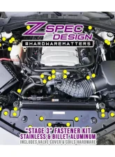 ZSPEC Design Gloss Red Stainless & Billet Stage 3 Dress-Up Bolts Fastener Kit Chevrolet Camaro SS V8 2016+                                     - 00843612130457 - Image 2