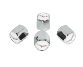 ZSPEC Design Chrome White Background Corvette Style Valve Stem Tire Caps