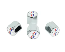 ZSPEC Design Chrome White Background Mustang Style Valve Stem Tire Caps