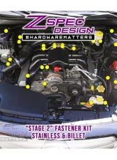 ZSPEC Design Dark Blue Stainless & Billet Stage 2 Dress-Up Bolts Fastener Kit Subaru Legacy 3.6L 2016-2021                                     - 00843612133182 - Image 2