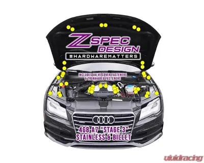 ZSPEC Design Neochrome Stainless & Billet Stage 3 Dress-Up Bolts Fastener Kit Audi A7 4G8 3.0L 2012-2018 - 00843612134080