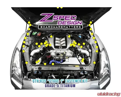 ZSPEC Design Blue Titanium Stage 1 Dress-Up Bolts Fastener Kit Nissan GT-R R35 2009-2023 - 00843612135209