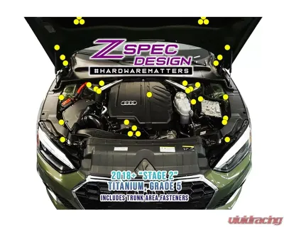 ZSPEC Design Purple Titanium Stage 2 Dress-Up Bolts Fastener Kit Audi A5 8W6 2.0L 2018-2023 - 00843612135810