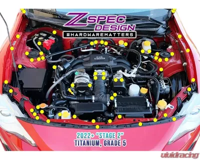 ZSPEC Design Silver Titanium Stage 2 Dress-Up Bolts Fastener Kit Scion FRS | Subaru BRZ | Toyota 86 2013-2021 - 00843612136466