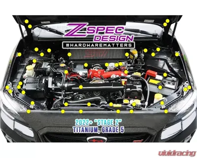 ZSPEC Design Blue Grade-5 Titanium Stage 2 Dress-Up Bolts Fastener Kit Subaru WRX | STI 2015-2021 - 00843612137302