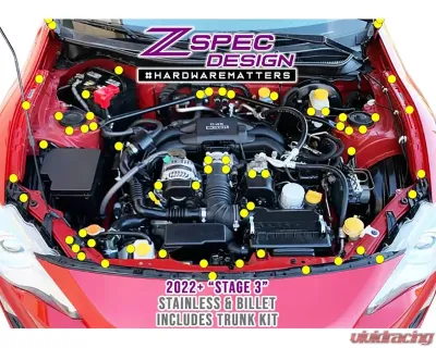 ZSPEC Design Bright Silver Stainless & Billet Stage 3 Dress-Up Bolts Fastener Kit Scion FRS | Subaru BRZ | Toyota 86 2013-2021 - 00843612137746