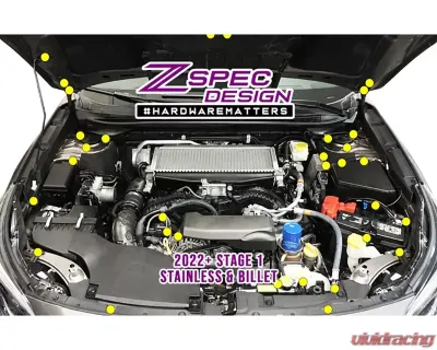 ZSPEC Design Green Stainless & Billet Stage 1 Dress-Up Bolts Fastener Kit Subaru WRX | Legacy 2022+ - 00843612137982