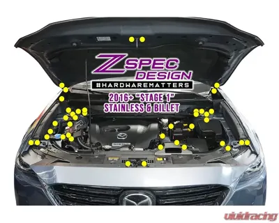 ZSPEC Design Gloss Red Stainless & Billet Stage 1 Dress-Up Bolts Fastener Kit Volkswagen Taos 2022+ - 00843612139542