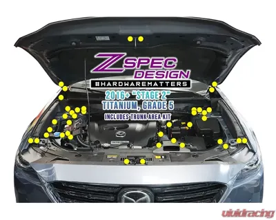 ZSPEC Design Burned Titanium Stage 2 Dress-Up Bolts Fastener Kit Mazda CX-5 2017-2023 - 00843612139634