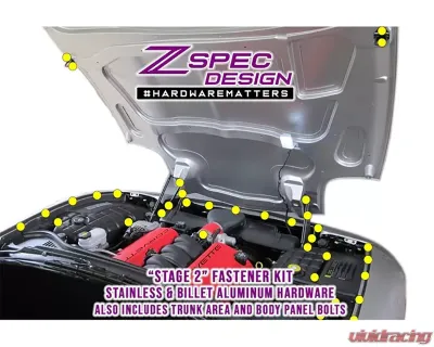 ZSPEC Design Matte Purple Stainless & Billet Stage 2 Dress-Up Bolts Fastener Kit Chevrolet Corvette C5 5.7L LS6 1997-2004 - 00843612140876