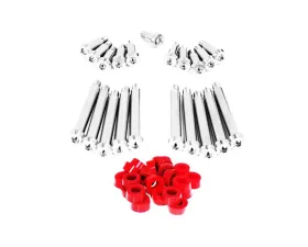 ZSPEC Design Silver Titanium Timing Covers Fasteners w/ Red Bushing Nissan 300ZX Z32 1990-1996