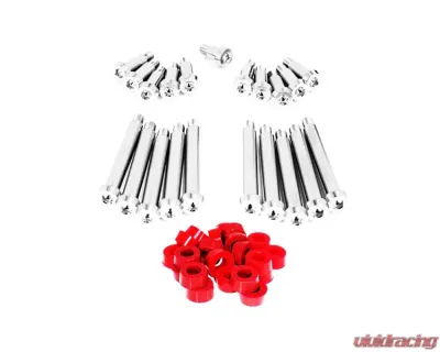 ZSPEC Design Silver Titanium Timing Covers Fasteners w/ Red Bushing Nissan 300ZX Z32 1990-1996 - 00843612144621
