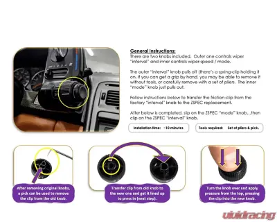ZSPEC Design Mode & Internal Knobs LHD Wiper Control Knobs Nissan 300ZX Z32 1990-1999 - 00843612144782