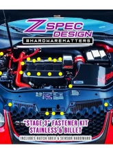 ZSPEC Design Gloss Yellow Stainless & Billet Stage 3 Dress-Up Bolts Fastener Kit Volkswagen Golf MK5 2005-2010                                     - 00843612184566 - Image 2