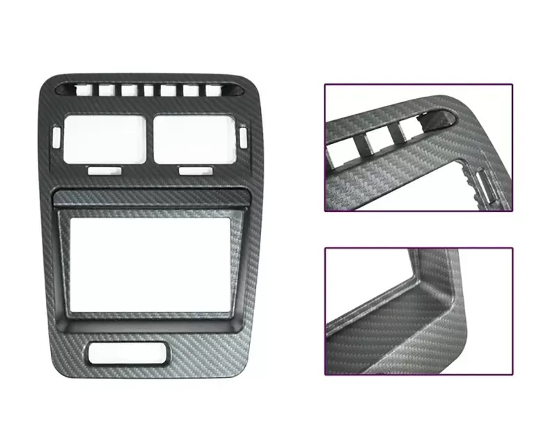 ZSPEC Design Matte Finish CF Weave Style LHD Hydro Dipped Double-Din Radio Bezel w/ Brackets Nissan 300ZX Z32 1990-1996 - 00843612147097