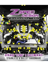 ZSPEC Design Bright White Stainless & Billet Stage 3 Dress-Up Bolts Fastener Kit Nissan GT-R R35 2009-2023                                     - 00843612147431 - Image 2