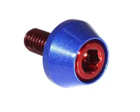 ZSPEC Design Red 8-Pack Grade-5 Titanium License Plate M6x20 SHSC Bolts w/ Dark Blue Washers