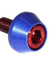 ZSPEC Design Red 8-Pack Grade-5 Titanium License Plate M6x20 SHSC Bolts w/ Dark Blue Washers                                     - 00843612147844 - Image 2