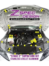 ZSPEC Design Gloss Yellow Stainless & Billet Stage 2 Fastener Kit Toyota Supra MK5 GR A90 2020+                                     - 00843612148056 - Image 2